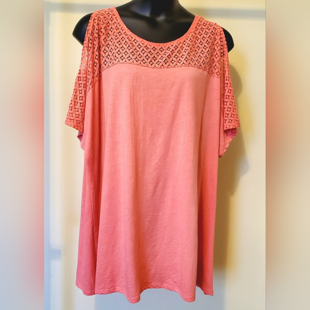 Yours Clothing Peach Cold Shoulder Top 30-32